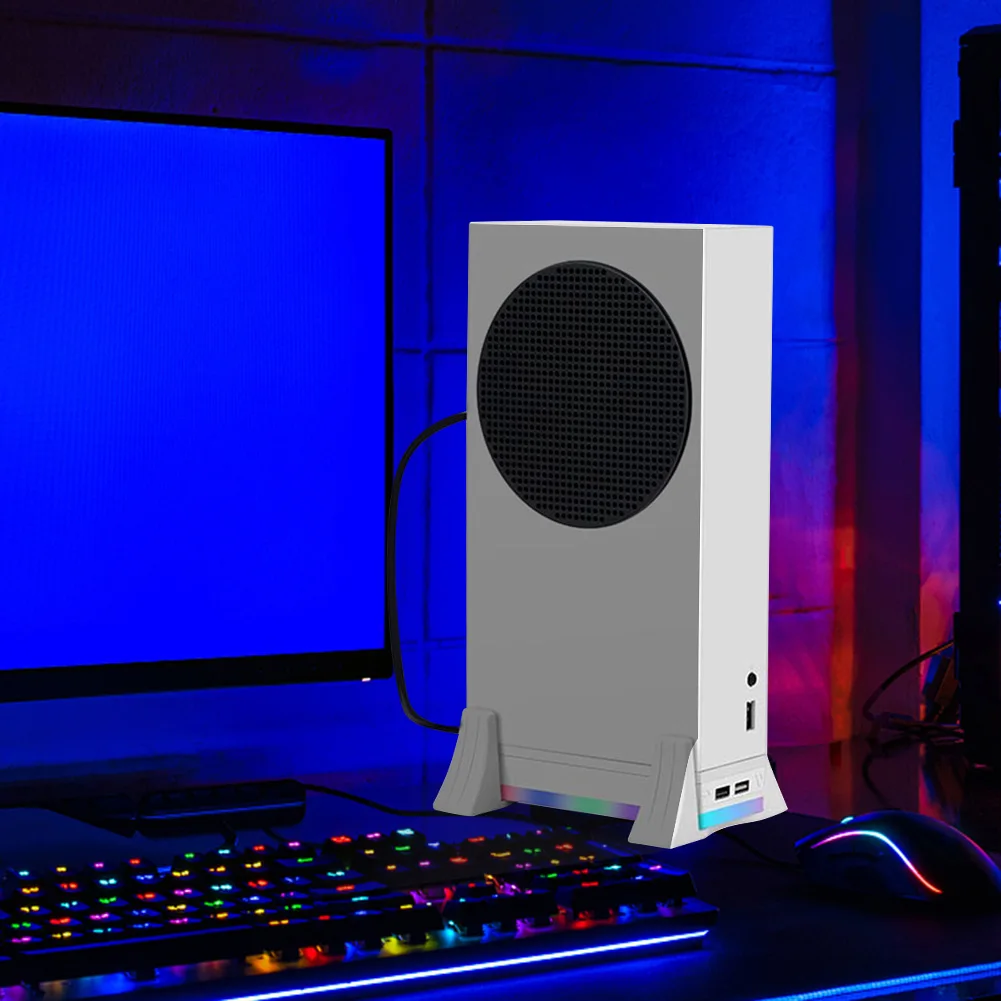 Game Console Holder Cooling Fan 3 Gear Adjustment Game Console Holder Cooling System with Color Light for Xbox Series S