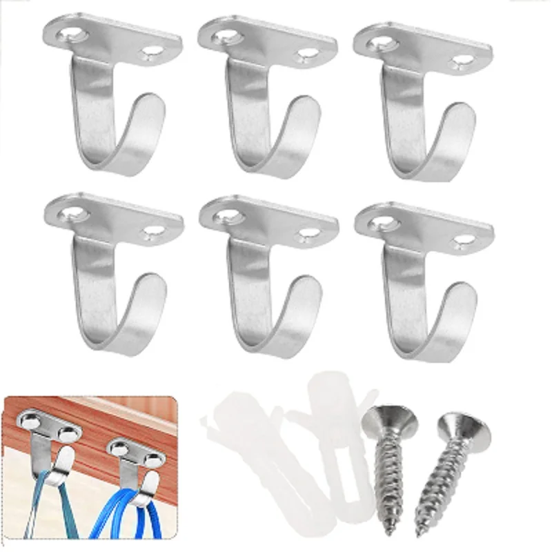 6 Pcs Stainless Steel Ceiling Hooks Top Hangers Kitchen Bathroom ...