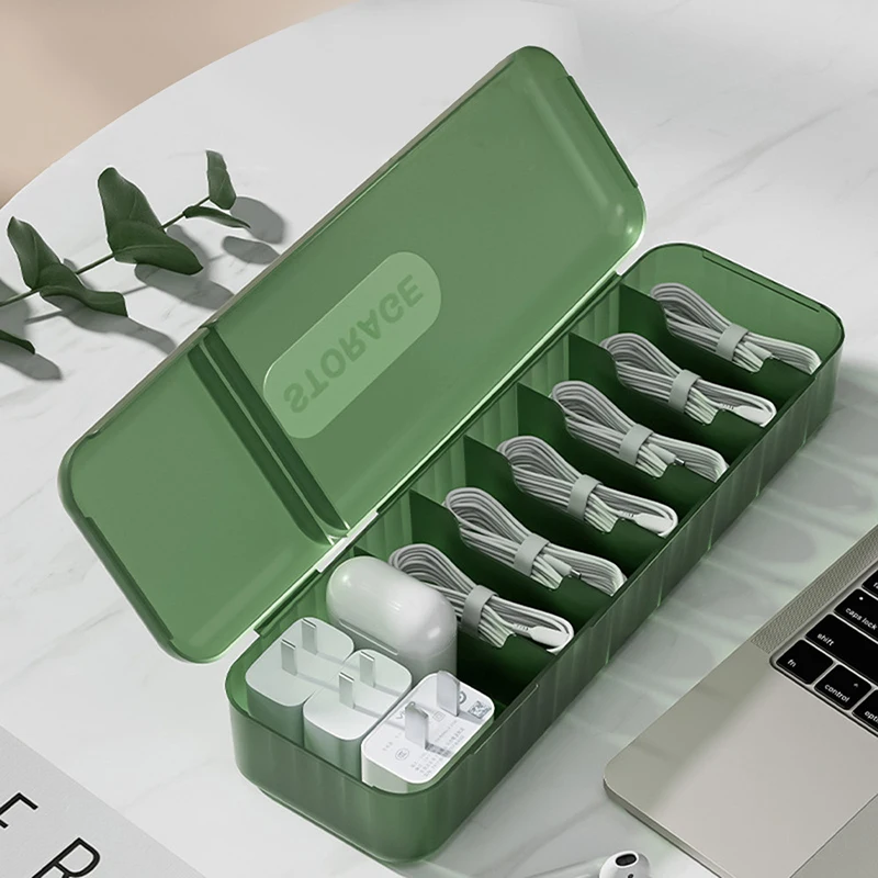 

Cable Storage Box Transparent Plastic Data Line Storage Container for Desk Stationery Multifunctional Headset Data Charging Line