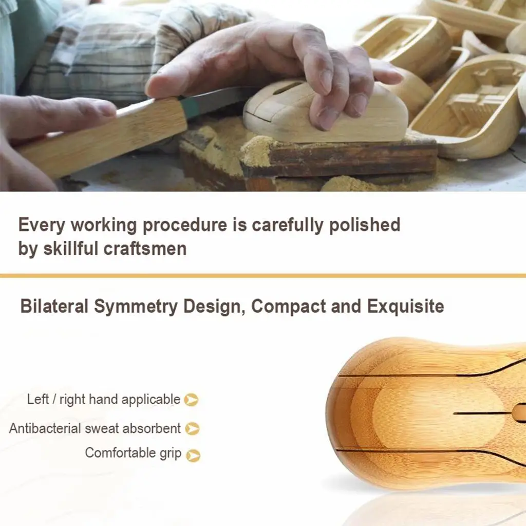 2.4GHz Bamboo Optical Mouse Healthy Sweat-resistant Anti- Mice