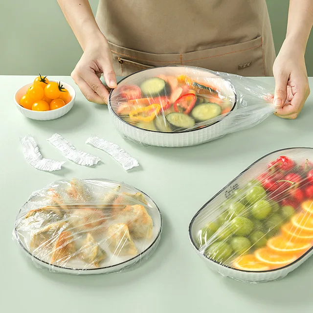 200 100PCS Food Cover Elastic Plastic Wrap Food Grade Food Lids Shoe Cover Shower Bowl Caps