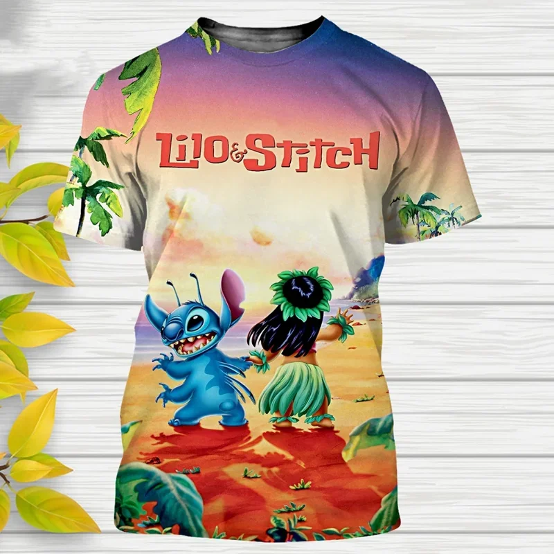 2024 Summer Disney Hot Sale Stitch 3d Print T Shirt Children Clothes Cartoons Kids T-shirts Casual Tops Tee 1-14 Years 3