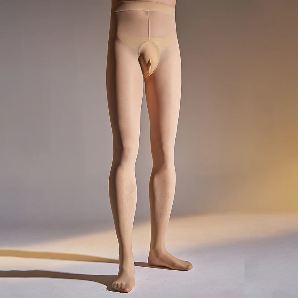 Sexy Plus Size Men Pantyhose Ultra-Thin Sheer Shiny Stockings Tights Underwear Stretch Long Leggings For Man Stockings