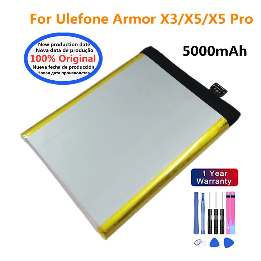 Nuova Batteria Del Telefono Originale 5000Mah X 3 Per Ulefone Armor X3 X5 Pro / X5 Batterie Di Ricambio Batteria Bateria In Magazzino + Strumenti