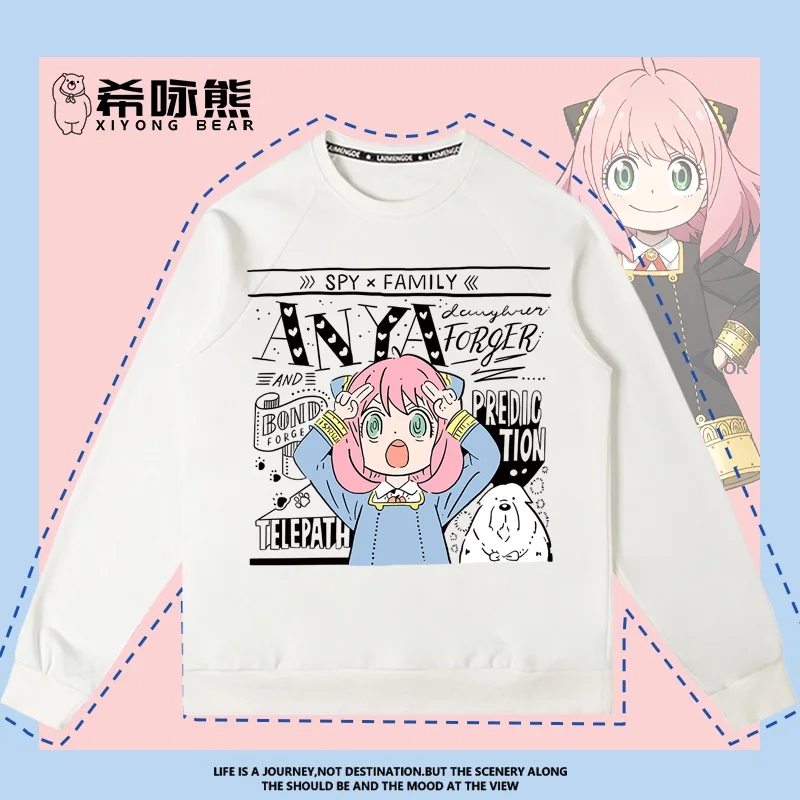 

Anya Joint Hoodie Crewneck Men Plus Fleece Everything Spy Every House Around The Coat Cartoon Print Clothes Trend