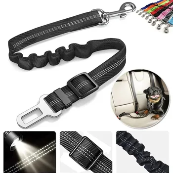Reflective Dog Seat Belt - Adjustable and Durable Nylon Harness with Bungee Fabric Belt for Safe and Secure Car Travel 1