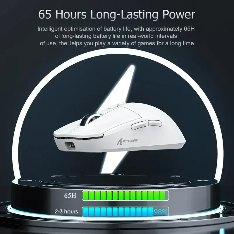 

New Attack Shark X6 Bluetooth Lightweight Mouse Pixart Paw3395 Tri-Mode Connection Rgb Touch Magnetic Charging Base Macro Mouse