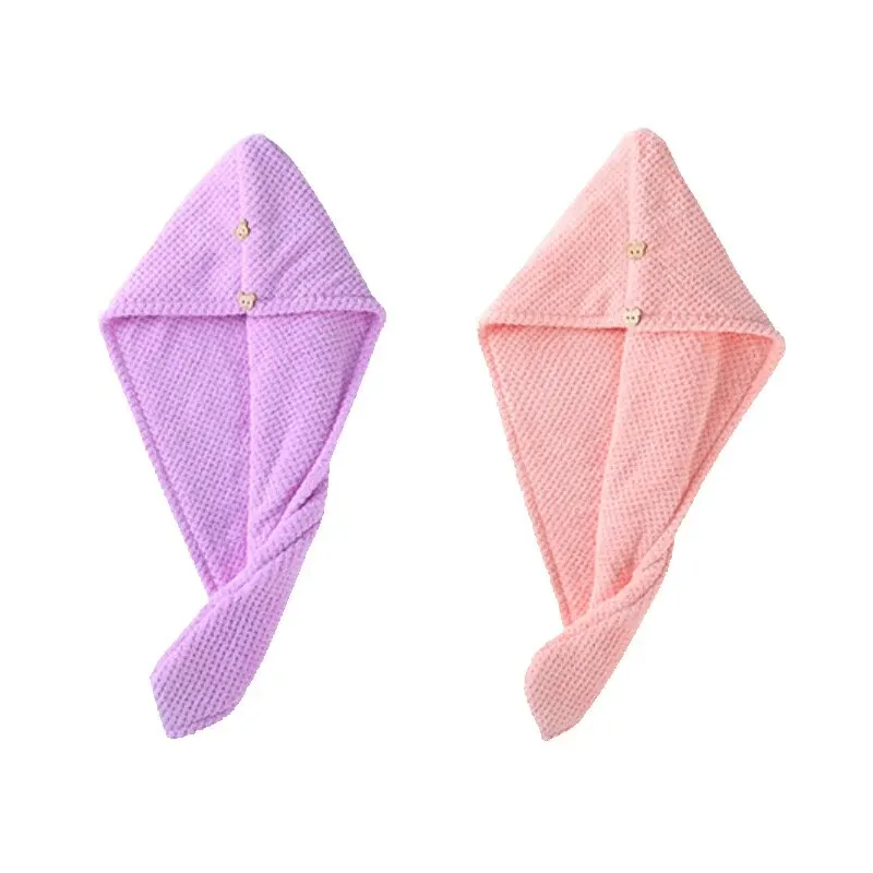 Dry Hair Cap Pineapple Grid Double Layer Thickened Head Wiping Quick Drying Female Absorbent Coral Towel Microfiber