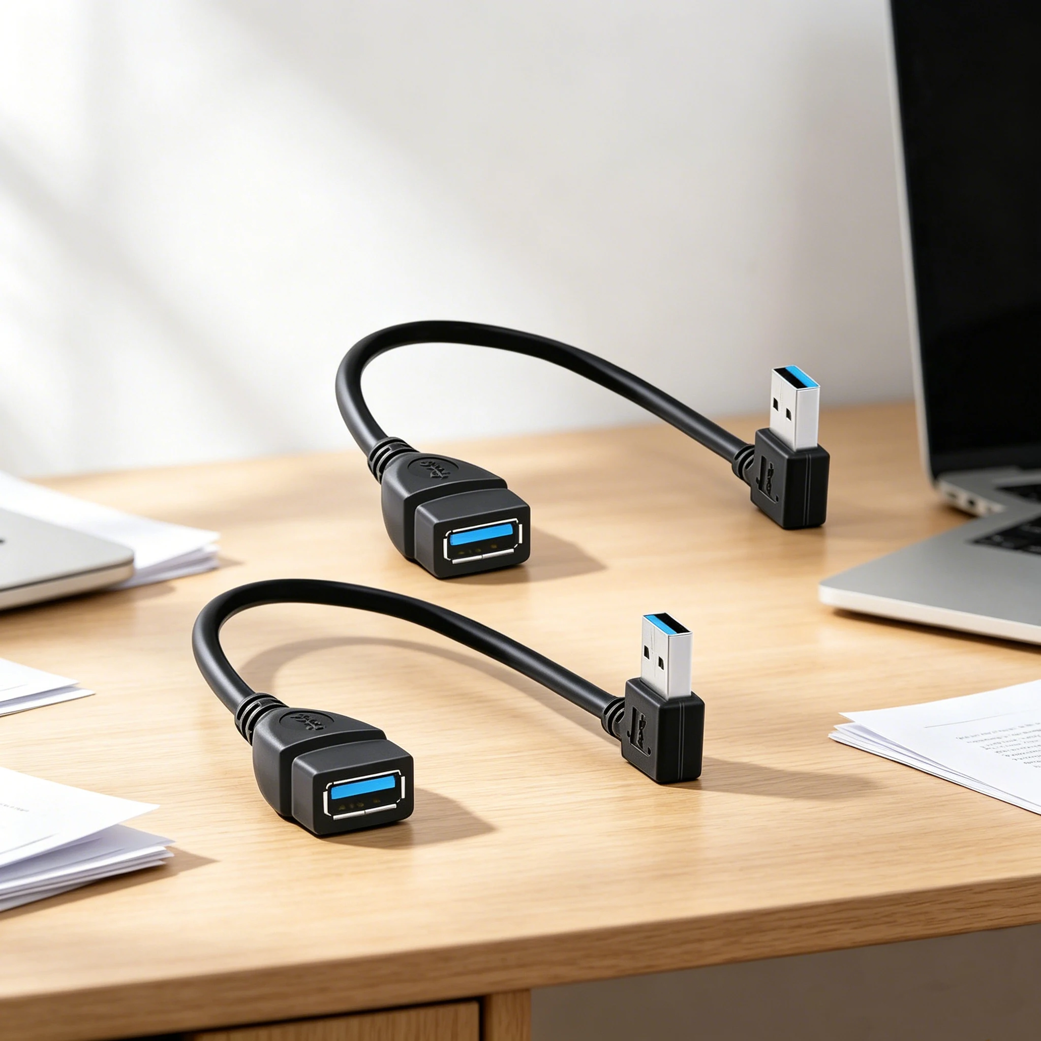 L-Shaped High-Speed USB 3.0 Extension Cable Adapter for Data Transfer & Fast Charging