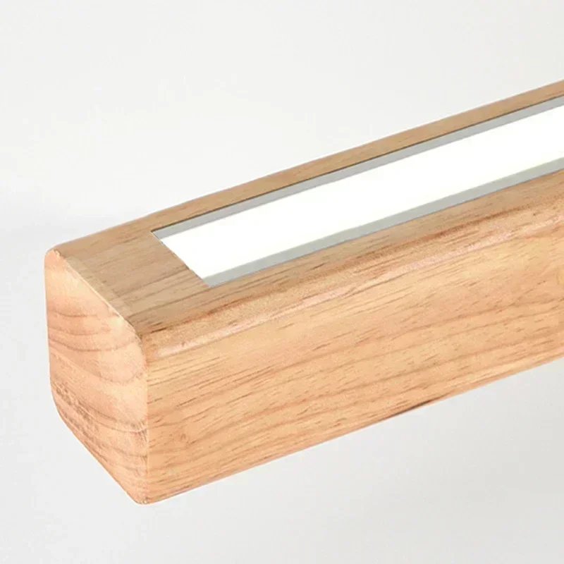 DAMIASMIL LED Pendant Light Dining Table Lamp Wood Long Strip Suspension Chandelier for Living Dining Room Lighting Fixture 4