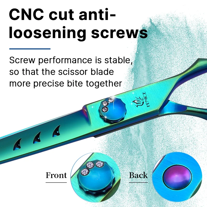 Fenice Professional 7.0/7.5 inch JP440C Green Pet Grooming Scissors Shears Cutting&Curved&Thinner Set Kit for Dog Trimming Tools dog grooming scissors,dog grooming scissors kit