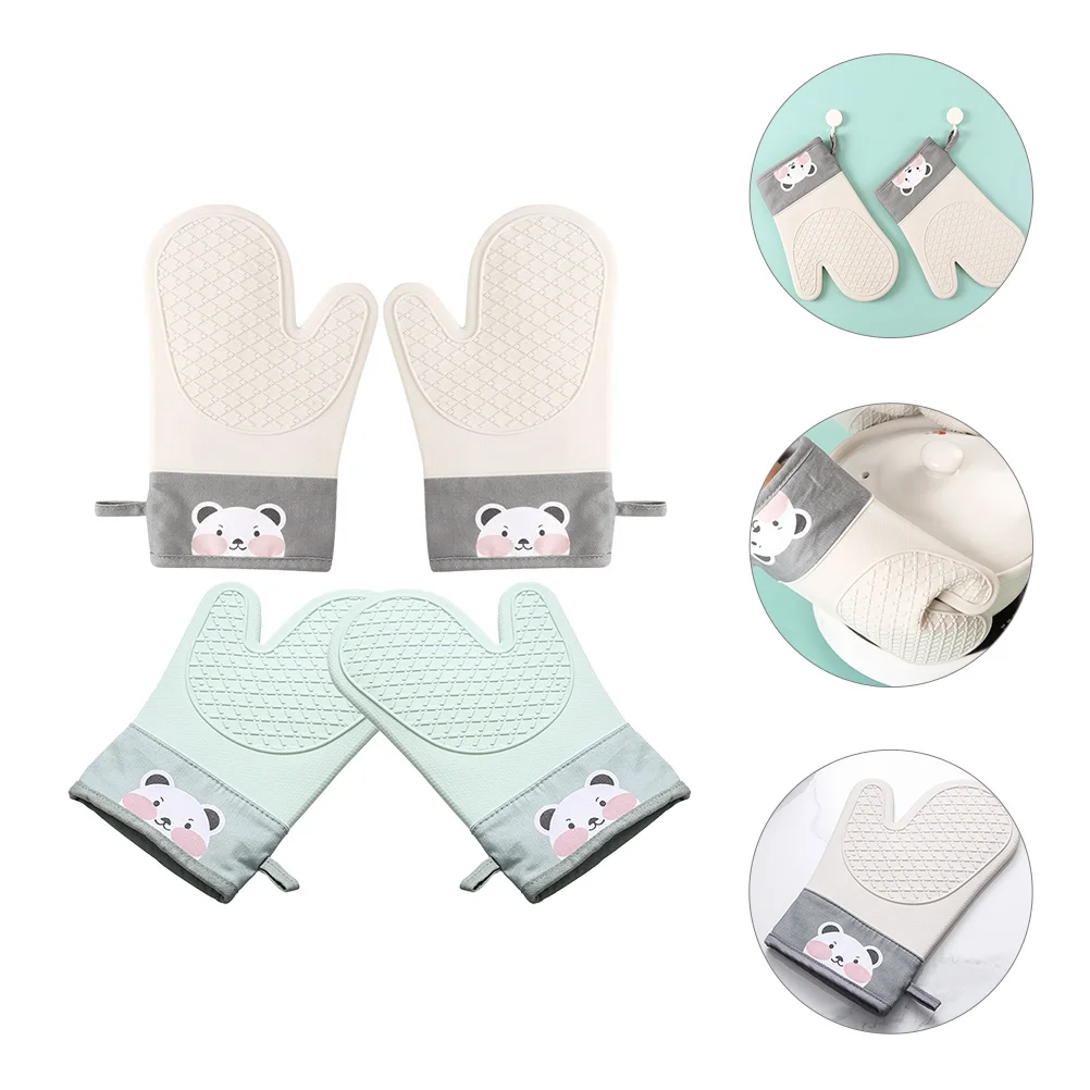

2 Pairs Oven Glove Heat Resistant Glove Washable Microwave Oven Baking Mitt