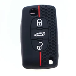 Premium Silicone Flip Car Key Protector Cover - Universal Fit (3 Buttons)