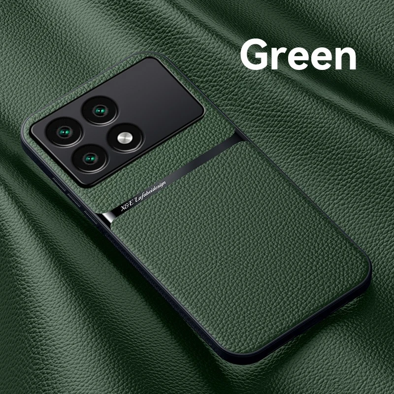 Leather Magnetic Holder Case - Soft Silicone Protective Cover