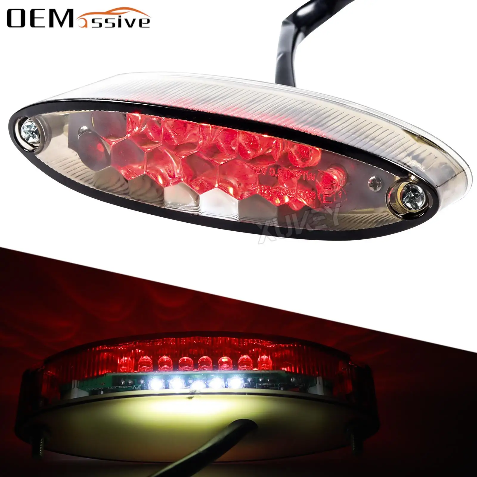 Universale 28-Led Affumicato Fanale Posteriore Numero Freno Targa Lampada Moto Atv Quad Street Bike Off Road Lighting E-Mark