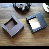 PU Leather Square Cocktail Napkin Holder Paper Serviette Dispenser Tissue Box 11UA 1
