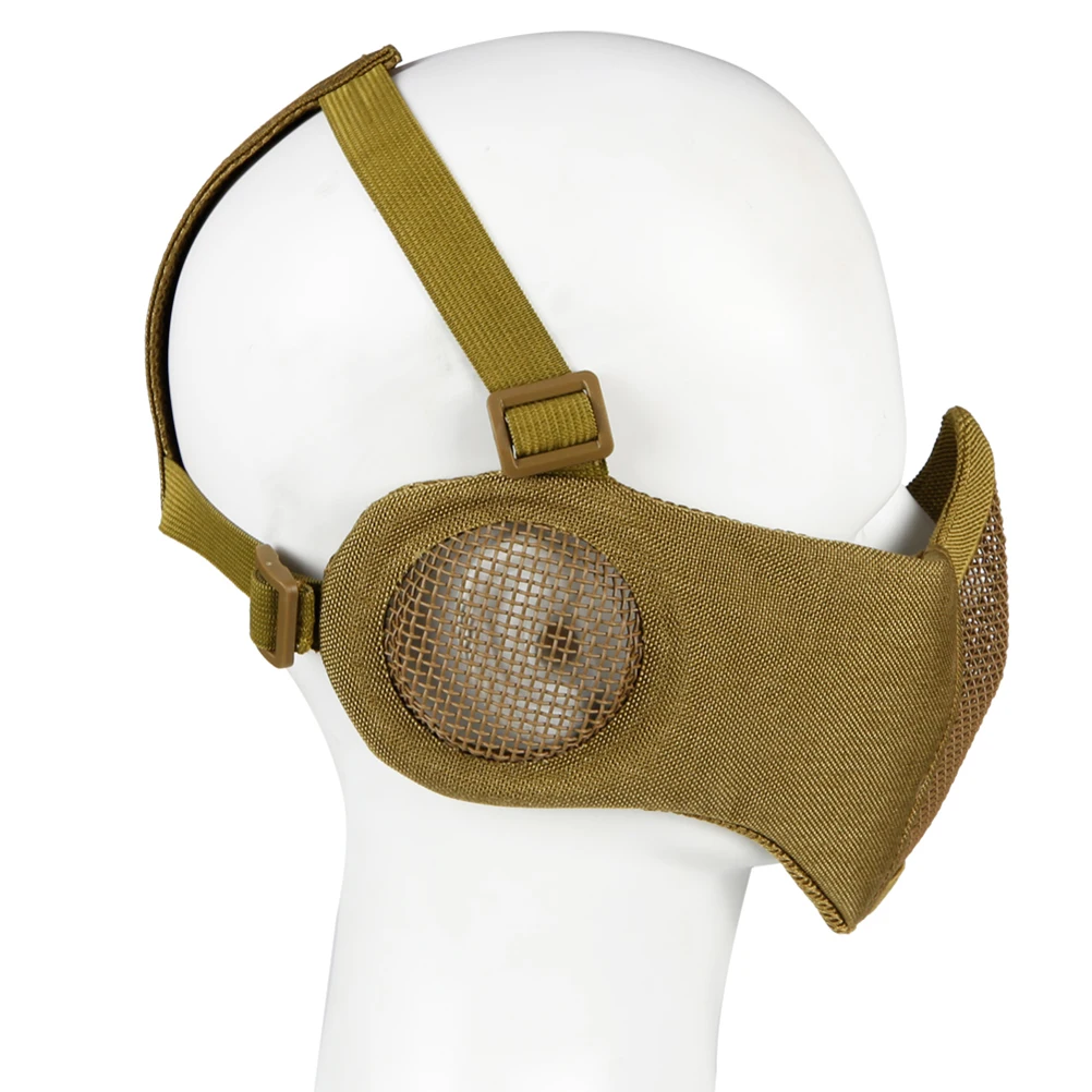 and Paintball CS Foldable Half Low-carbon Steel Mesh Style Comfortable Adjustable Protective (Black)
