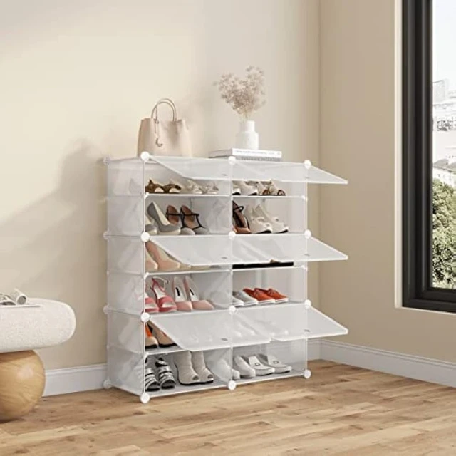 Shoe Rack Organizer, 4 Cube 8 Tier Covered Storage Cabinet 16