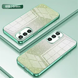 Luxury Gradient Glitter Bling Plating Soft Silicone Back Cover for Samsung S25FE (Green)