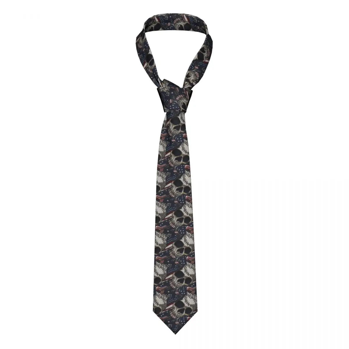 

Skull Tie American Flag Eagle Ties 3D Printed Cravat Business Necktie Narrow