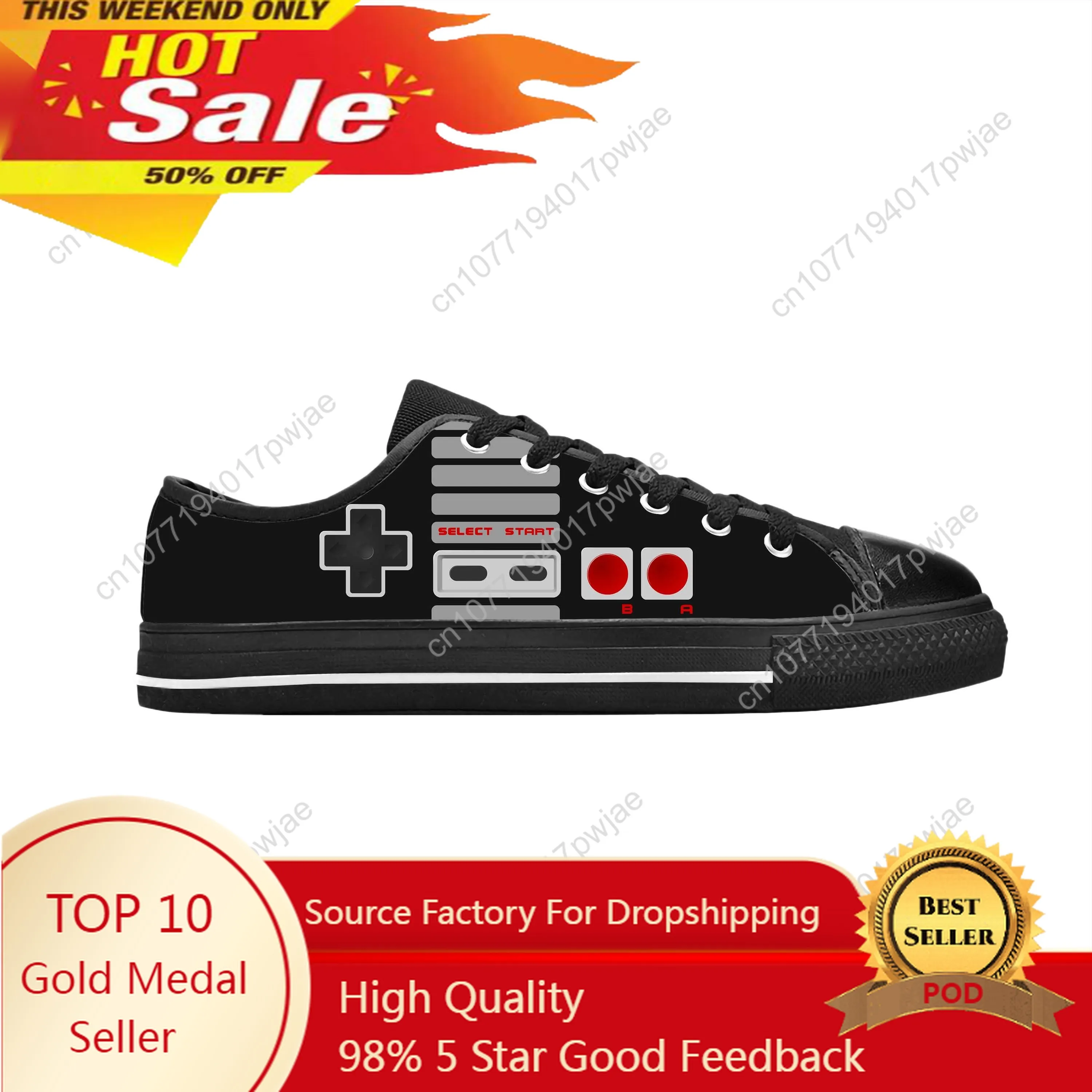 

Video Game Gamer Console Controller Anime Cartoon Casual Cloth Shoes Low Top Comfortable Breathable 3D Print Men Women Sneakers