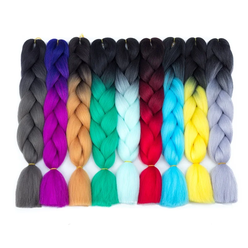 New Colors Synthetic Glowing Hair Twist Braids Ombre Color For white Women Braiding Hair Extensions Jumbo Braids KaneKalon Hair 2