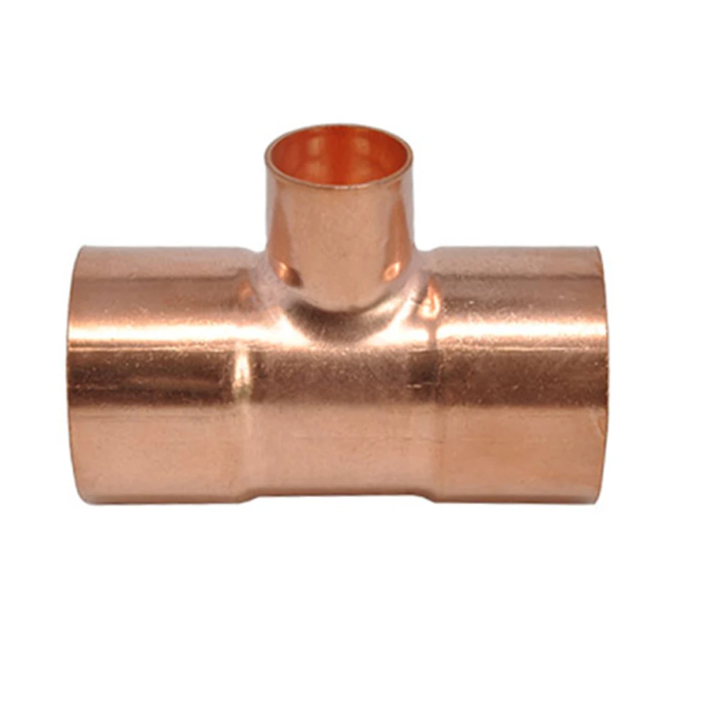 Brass pipe fitting copper tube 1/4" 3/8" 1/2" 8-159mm ID copper end feed solder reducing tee 3 ways for air conditioner