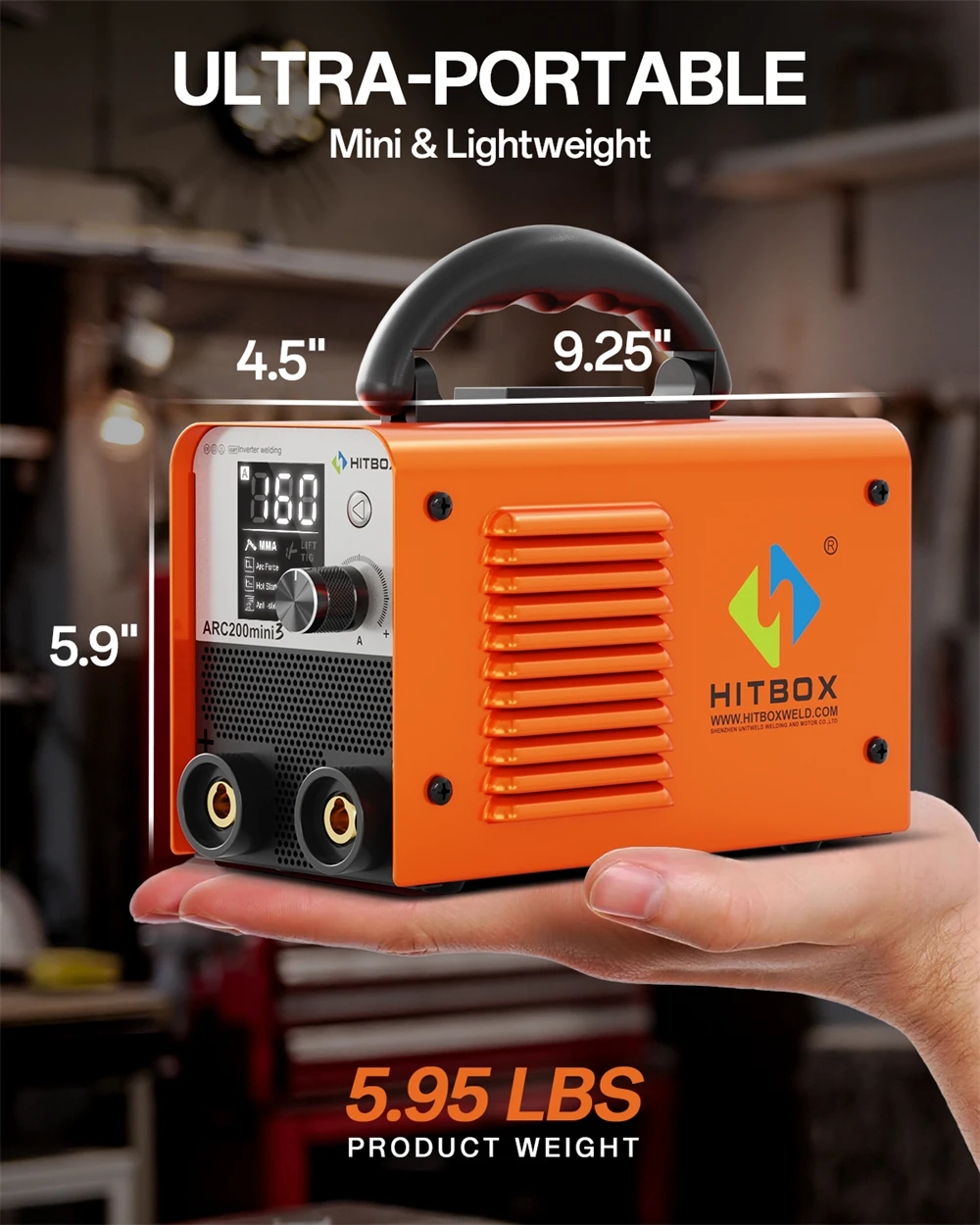 HITBOX ARC200 Stick Welder 220V 2 in 1 MMA/Lift TIG Hot Start Arc Force LED Display Ultra Mini Portable Home Welder Tool AU Plug