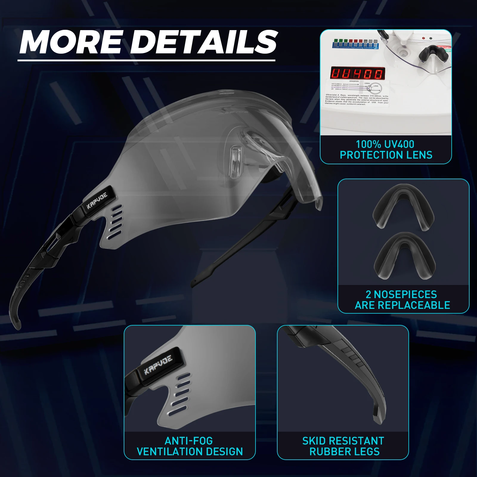 2025 Kapvoe Sport Sunglasses Road Bike Mountain Bicycle Cycl Glasses Riding Goggle Sports Eyewear for Man Women Cycling Glasses