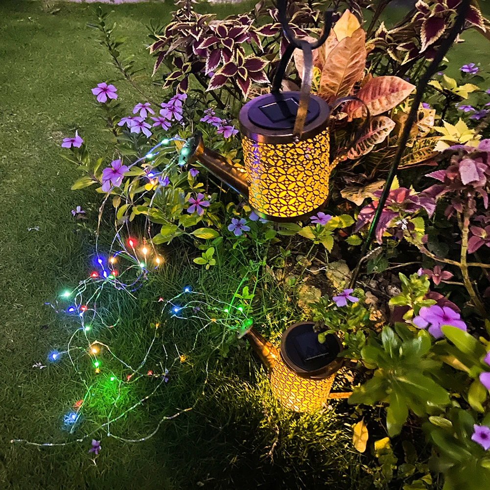 Solar Watering Can LED String Lights Garden Landscape Path Yard Stake With Planter Yard Lawn Art Outdoor Garden Decorations best solar light for home