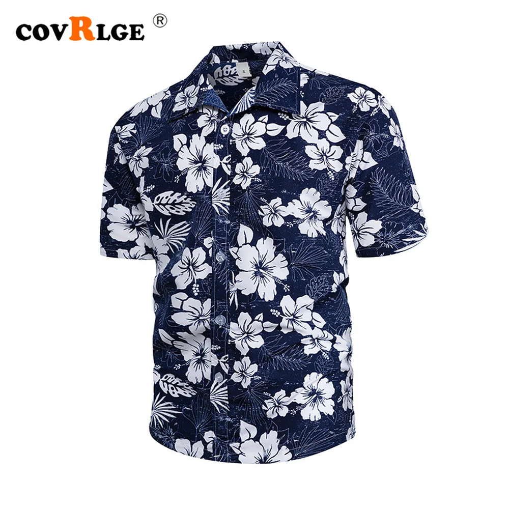 

Covrlge Hot Sale Men's Clothing Casual Fashion Printed Men's Shirt Single-Breasted Cardigan Short Sleeve Shirts for Men MCS174