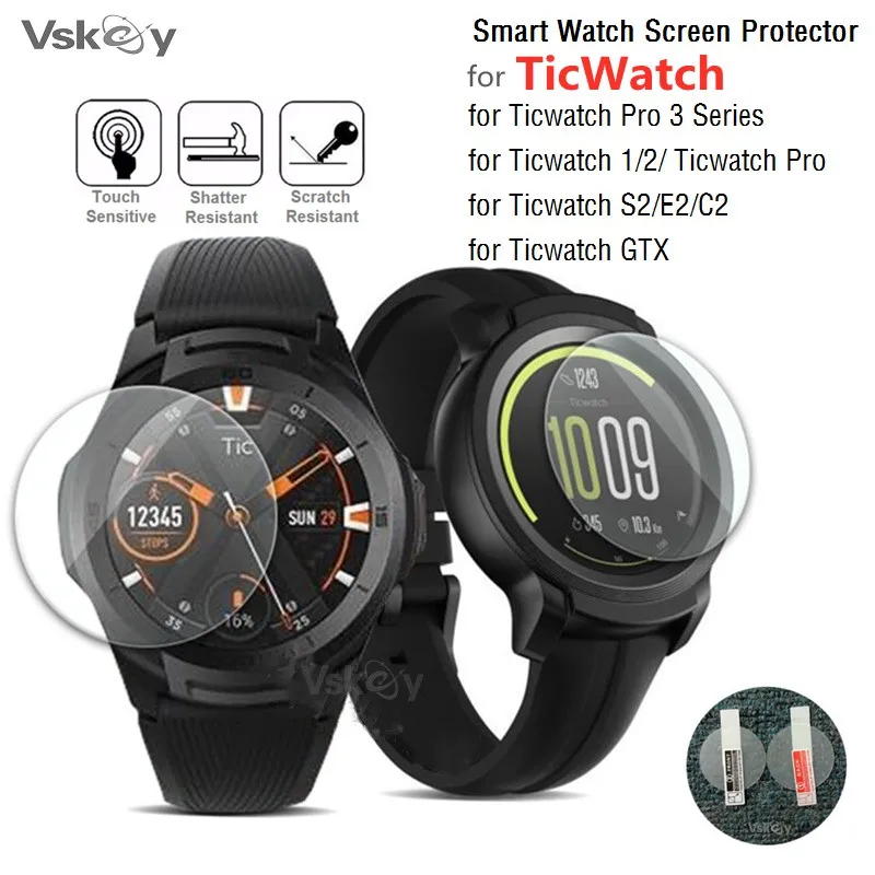 

10PCS Smart Watch Screen Protector for TicWatch Pro 3 C2 E2 S2 GTX Ticwatch 2 Round Tempered Glass Anti-Scratch Protective Film