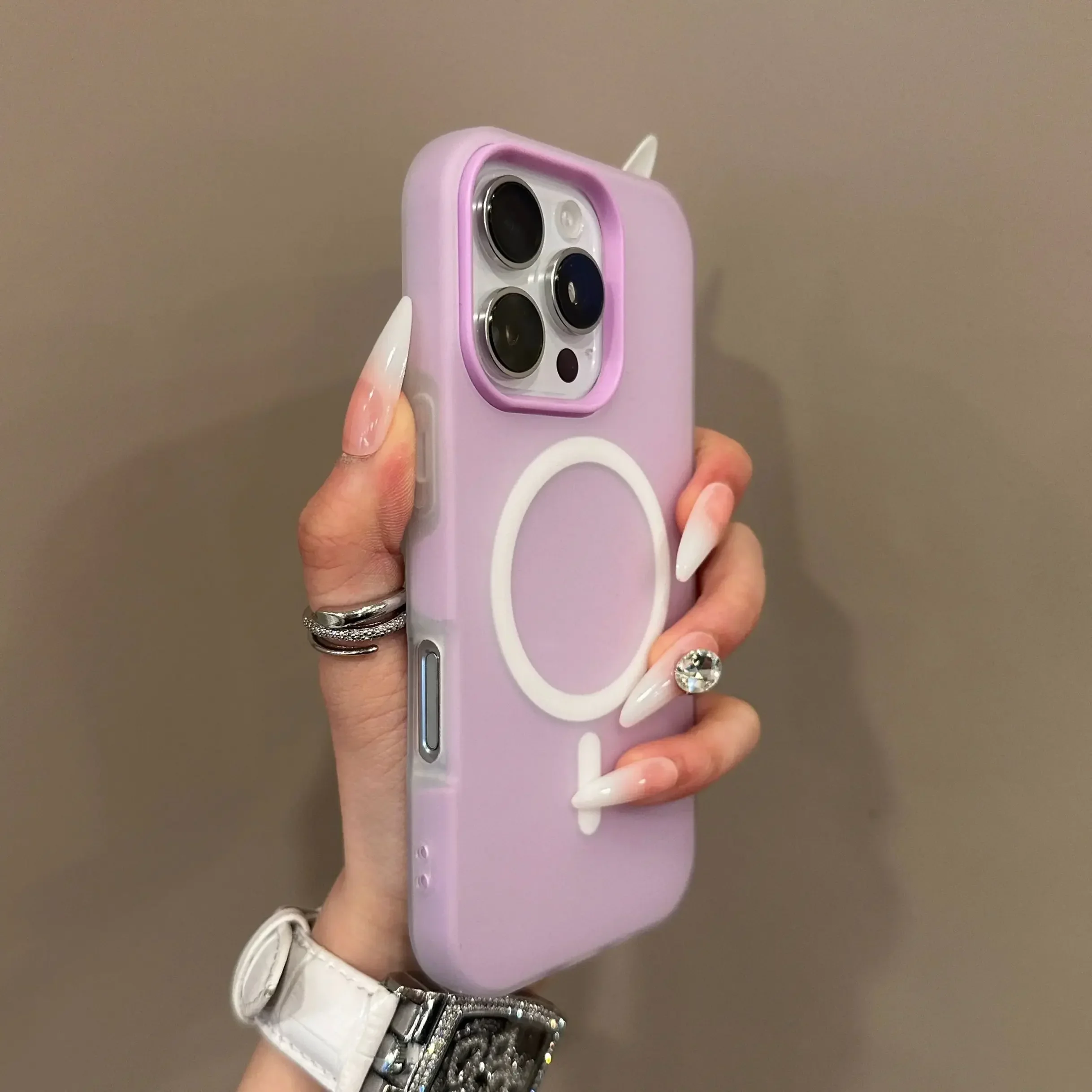 Luxury Candy Color 2-in-1 Magnetic Wireless Charging Clear Matte Soft Case