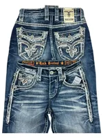 Y2K New Revival Mens Jeans Foliage Bootcut Women Gothic Blue Denim Embroidery Pocket Hip Hop Harajuku Wide Pants Street Wear 1