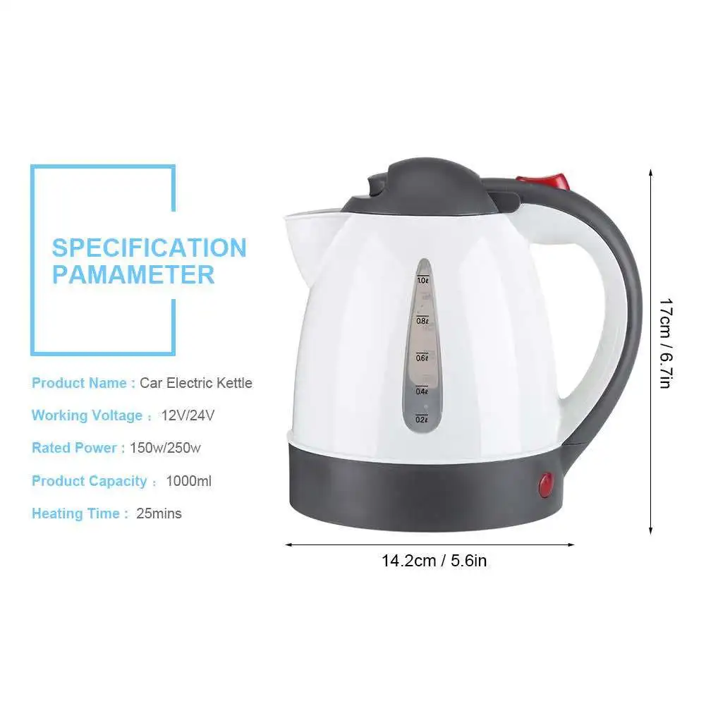 1000mL 12V24V Car Truck Electric Kettle Heating Water Bottle Heated Pot  Large Capacity Travel Water Boiler Coffee Heated Tea Pot