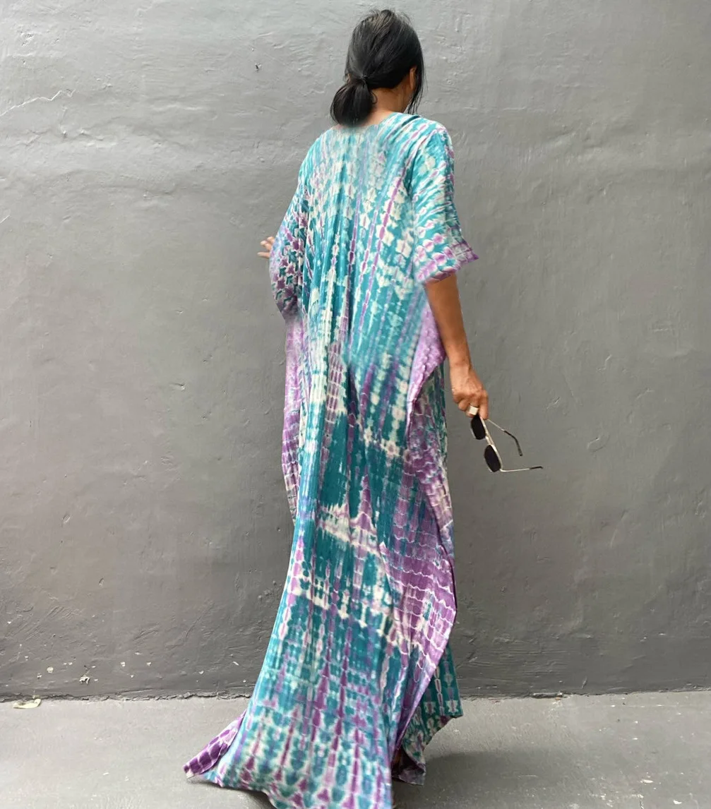 Fashion Casual Striped Print Long Dresses Women Bohemian V-neck Bat Sleeve Loose Slit Beach Dress Summer New Beachwear Vestidos 47 Fashion Casual Striped Print Long Dresses Women Bohemian V-neck Bat Sleeve Loose Slit Beach Dress Summer New Beachwear Vestidos