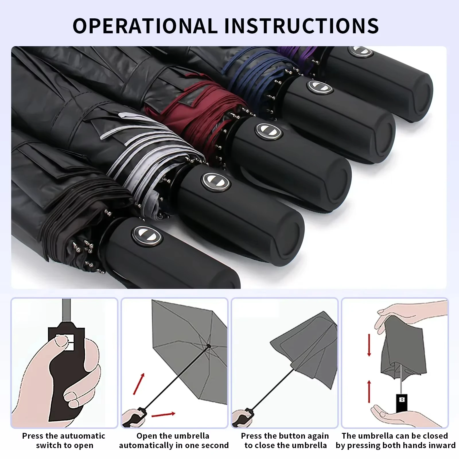 10Bones Automatic Umbrella Long Handle Large Double Rubber Sun Protection Double Layer Wind Resistant Umbrella