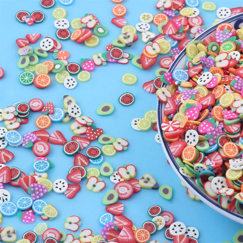 Polymer Clay 10g 5mm Mix Color Slime Candy Star heart Flower Fruit Unicorn Slices Polymer Clay Sprinkles DIY Nail Art Handmade Accessories