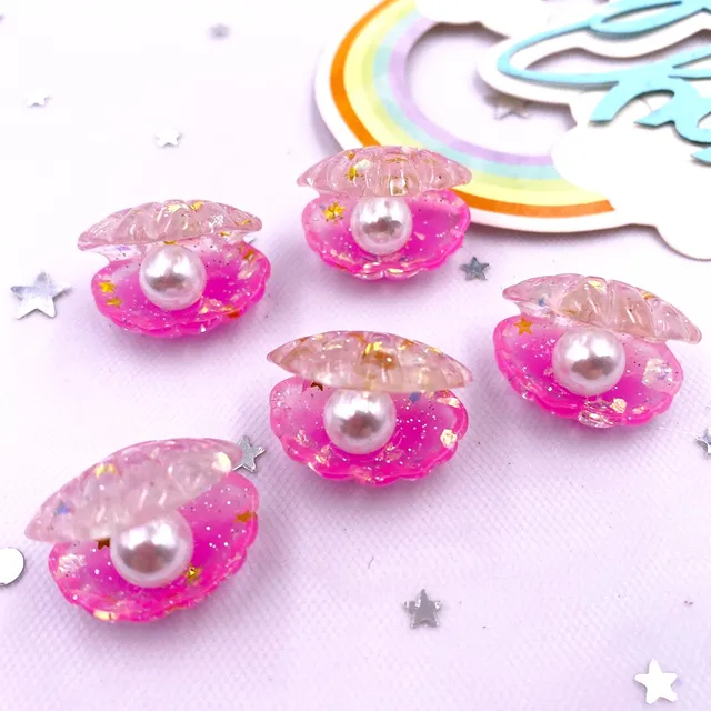 10 db Csillogó Színes Gyanta 3D -S Nyitott Gyöngyhéjú Lapos Cabochon Scrapbook Diy Kiegészítő Otthoni Dekoráció Figurák Kézműves Om136 - Image 4