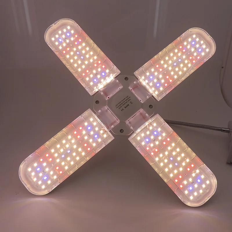 실내 식물용 접이식 LED 성장 조명, 전체 스펙트럼 E27 식물 성장 조명, Phytolamp 전구, 꽃 모종 R23, 36W, 48W