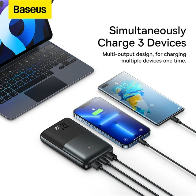 Bas192.- Batterie Externe 100W, 20000mAh, USB Type C, PD, QC 3.0, Charge  Rapide, pour Macbook, Xiaomi, Ordinateur Portable