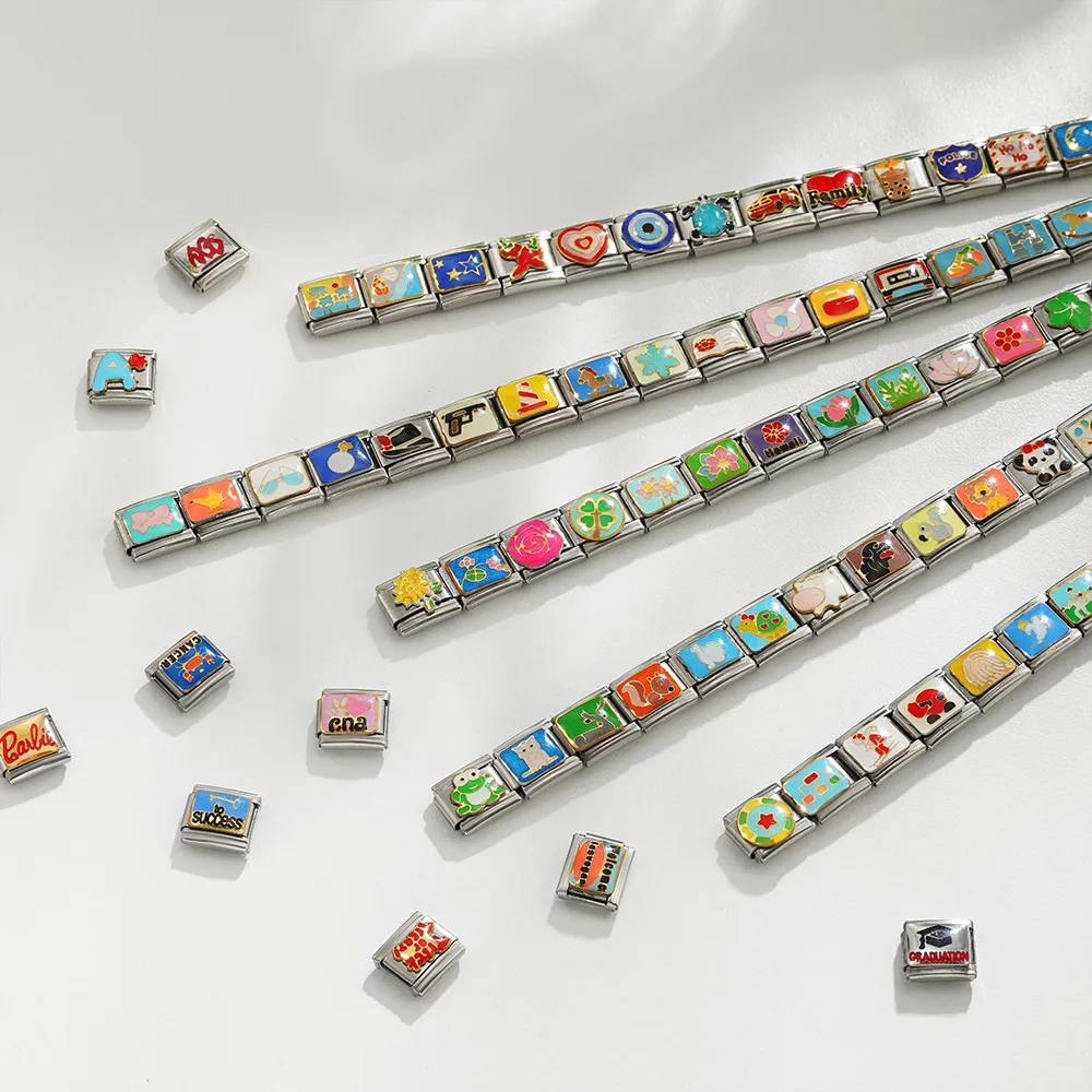 Personalized Italian Charms Bracelet Bangle for Women Color Printing Custom Vintage Stretchy Bracelets No Pinched Tarnish Free