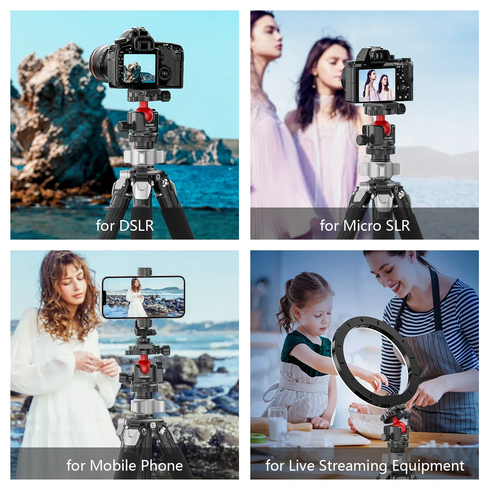 C4 Tripod Ball Head 360° Panoramic Ballhead Mount Adapter Low Profile 1/4''Arca