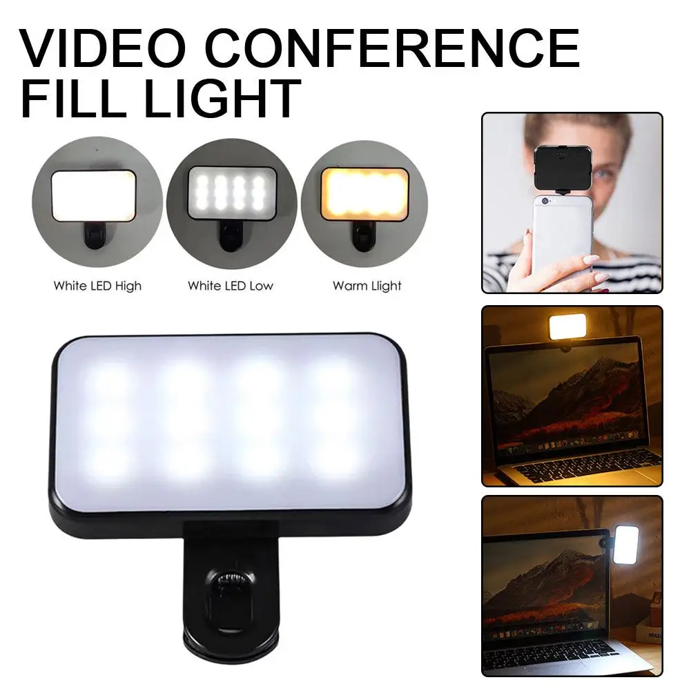 Video Conference Fill Light Portable LED Video Conference Fill Light Electroless Notebook Phone Universal Clip Webcam Call Light 2