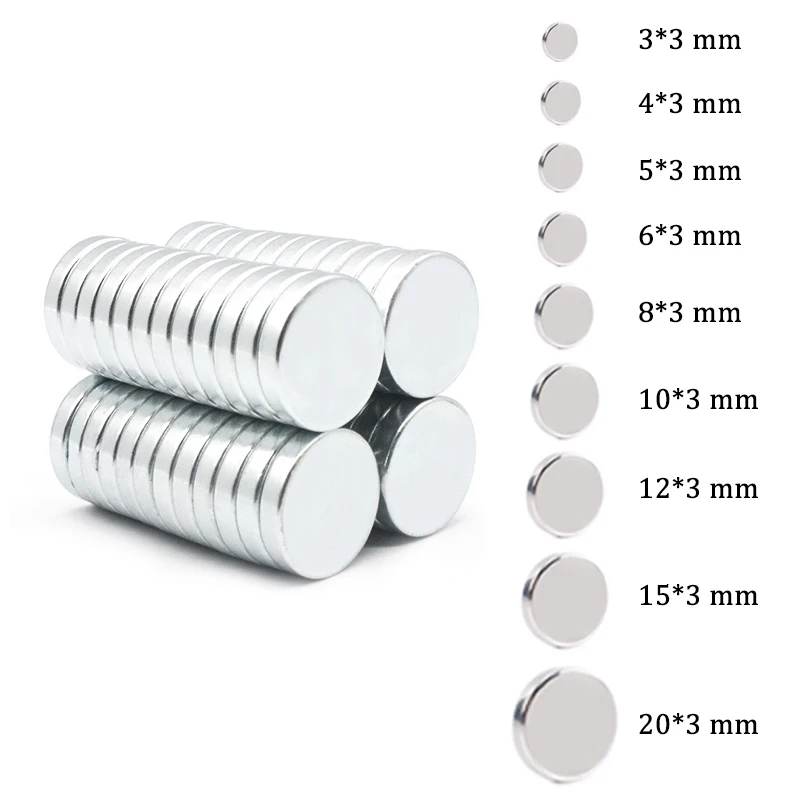 5-100Pcs 3mm Thick Neodymium Magnets Disc Fridge Crafts Powerful Magnetic Small Round Disc Rare Earth Magnets Search Magnets