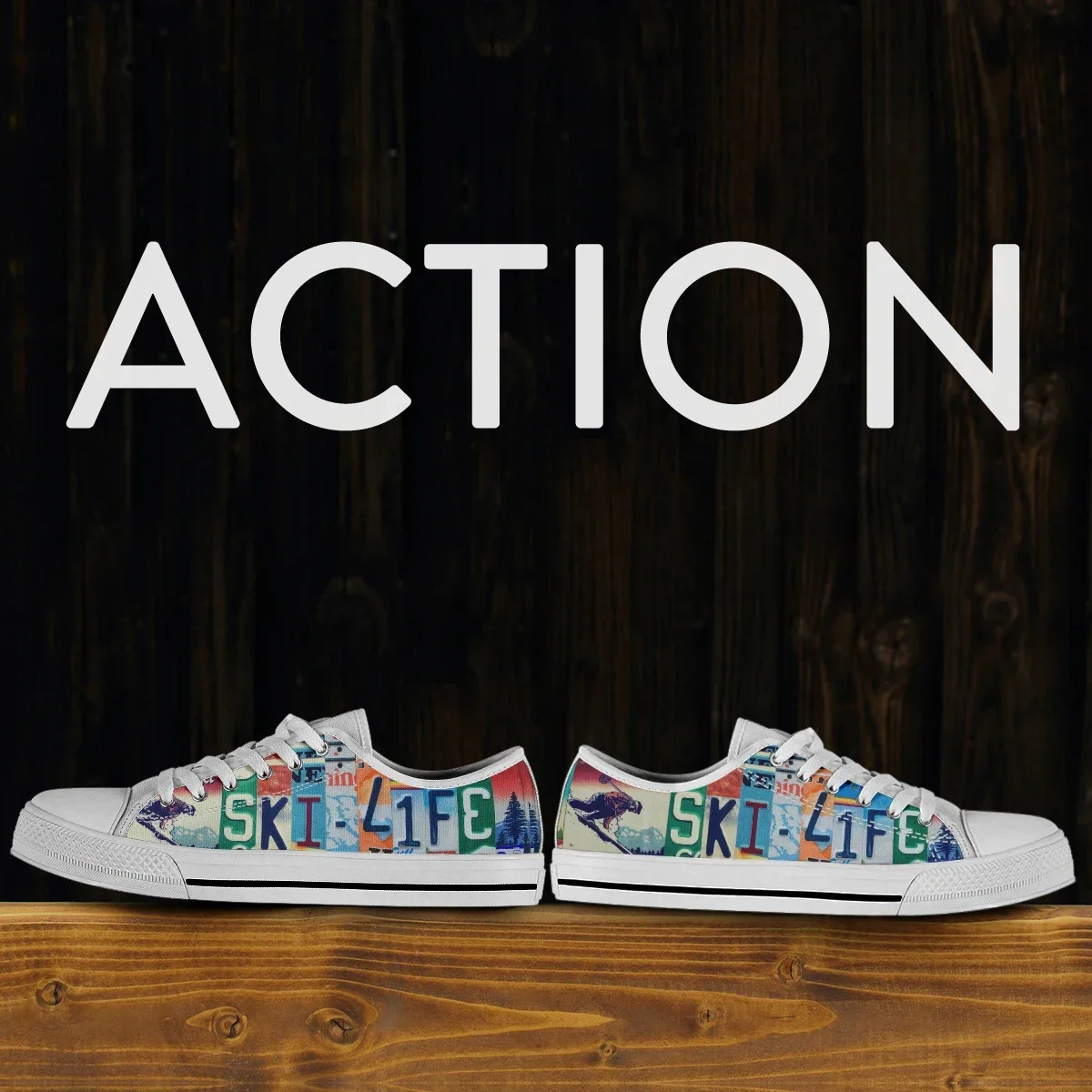 License Plate Ski Life Women Shoes Low-Top Shoes For Women Sneakers Colors Casual Canvas Summer Lace-up Women Shoes