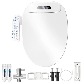 Smart Heated Bidet Toilet Seat , Unlimited Warm Water, Warm Air Dryer, Multiple Cleaning Modes Feminine Washing, Soft Closed T 1