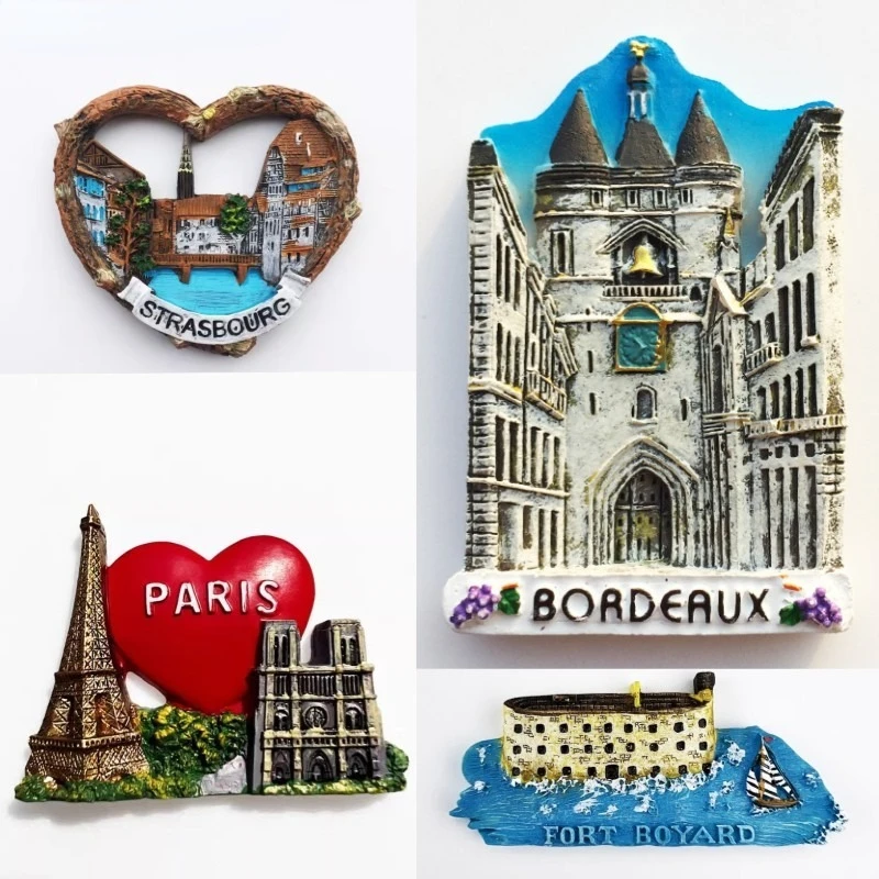 

France Fridge Magnets L’Arc de Triomphe Bordeaux Saint-Tropez Cathédrale Notre Dame de Paris Strasbourg Fridge Stickers
