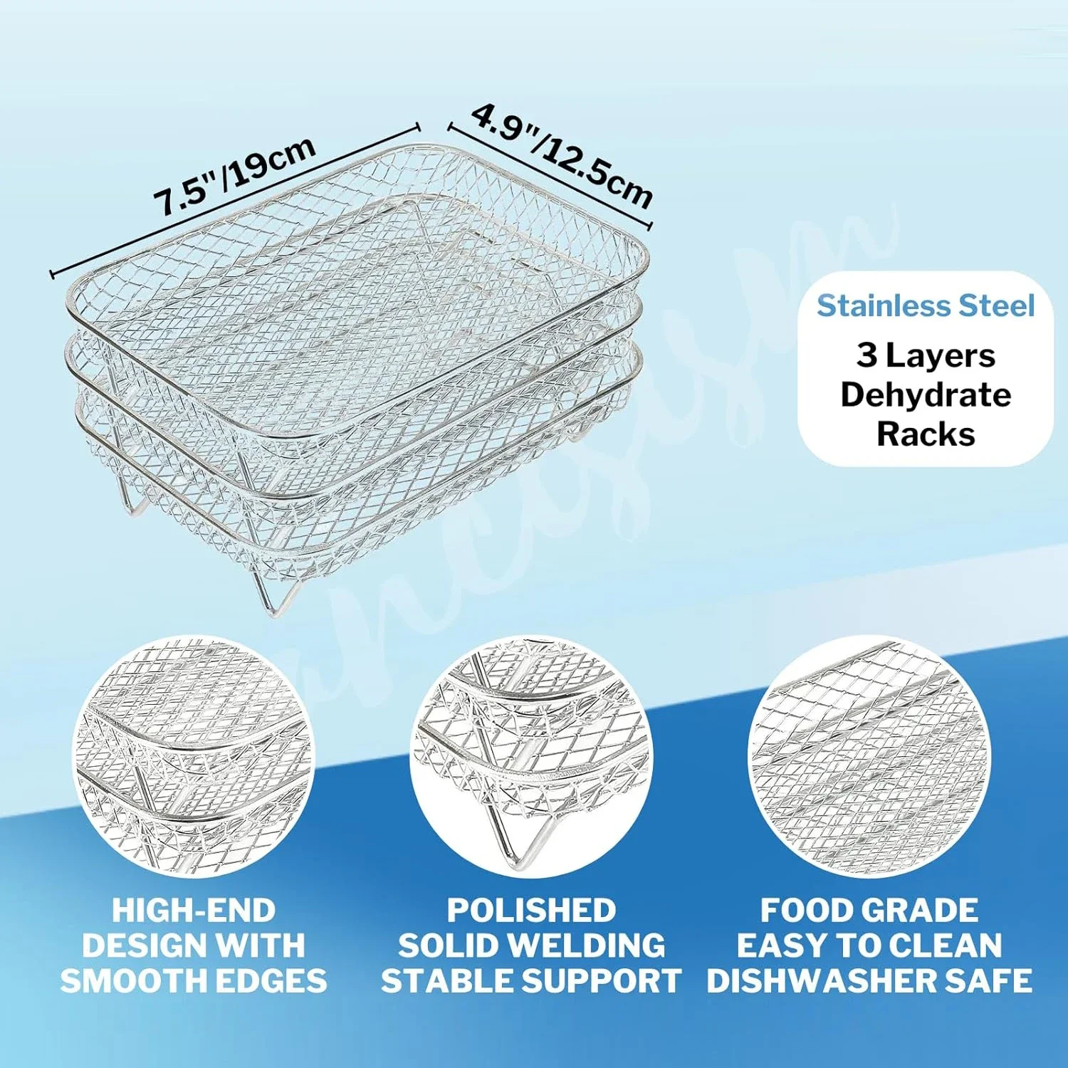 Three Stackable Air Fryer Stainless Steel Basket Tray Rack Ovens Racks Air Fryer Accessories Kitchen Gadgets Baking Tools