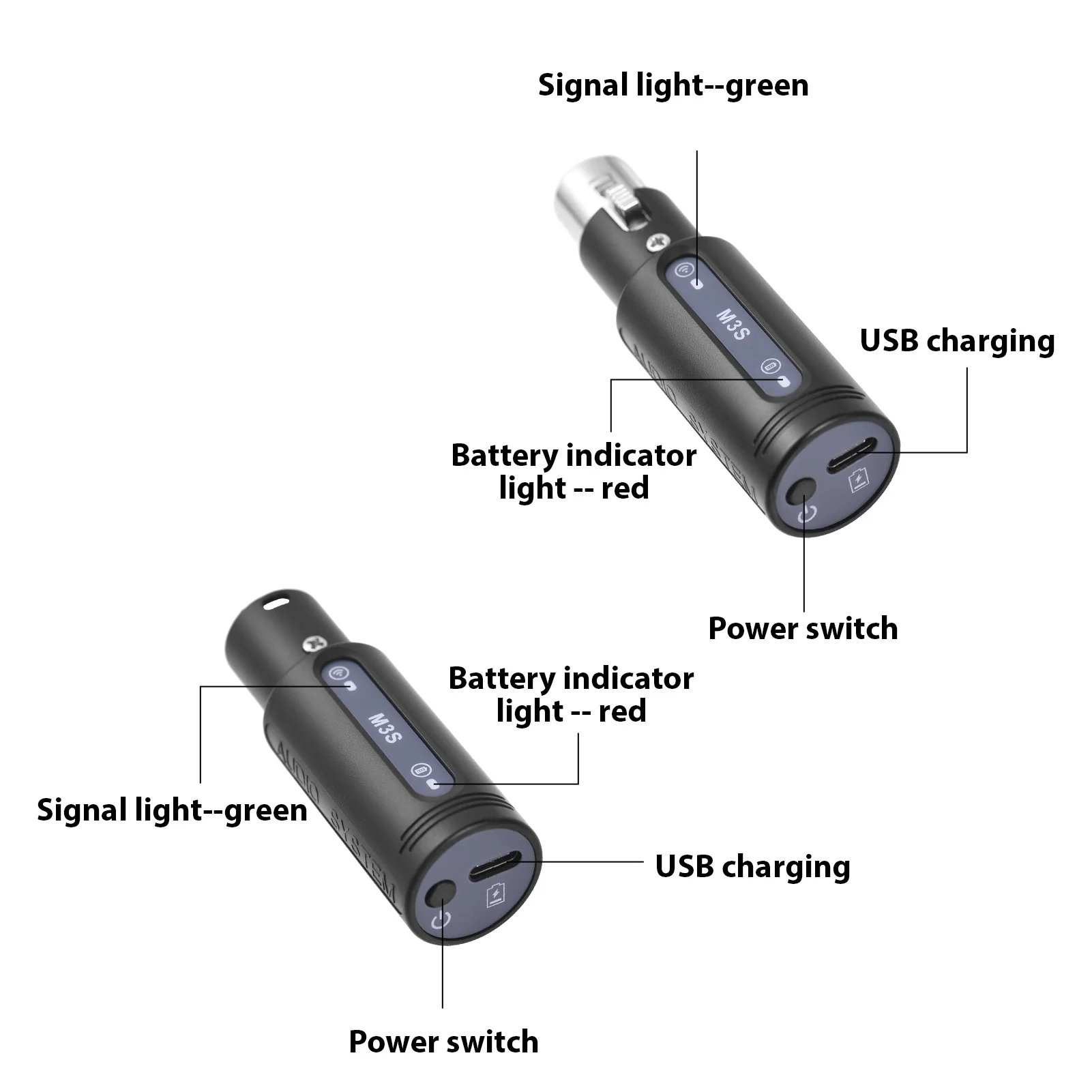 2.4G Microphone Wireless Transmitter Receiver Rechargeable Wireless Mic System Built-in Gain Effects Xlr Transmitter Receiver